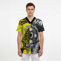 New Zealand and Cook Islands Together Scrub Top Tatau Art Tribal Pattern-Maori Tattoo with Fern and Paua Shell LT03 - Polynesian Pride