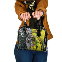 New Zealand and Cook Islands Together Shoulder Handbag Tatau Art Tribal Pattern-Maori Tattoo with Fern and Paua Shell LT03 One Size Art - Polynesian Pride