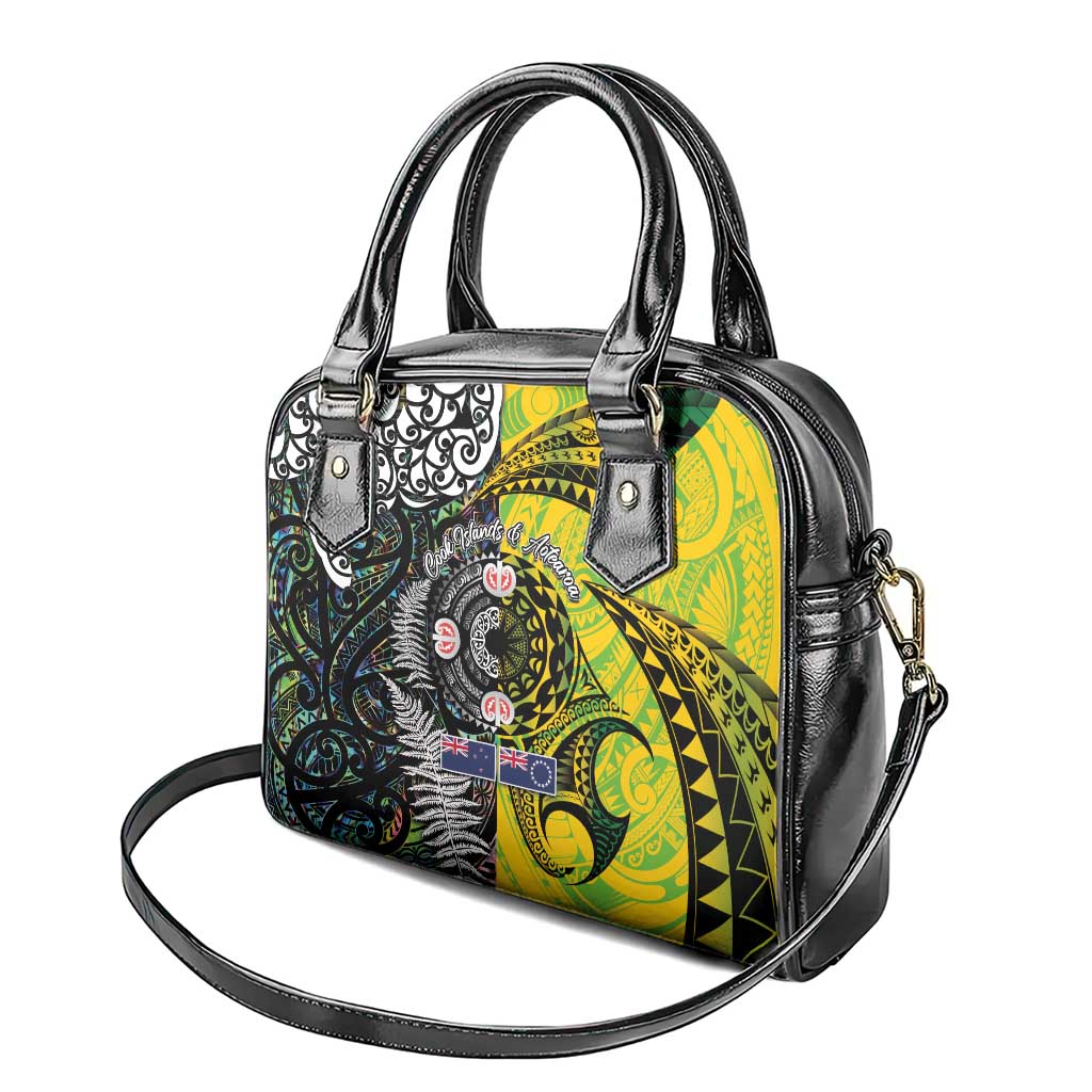 New Zealand and Cook Islands Together Shoulder Handbag Tatau Art Tribal Pattern-Maori Tattoo with Fern and Paua Shell LT03 - Polynesian Pride
