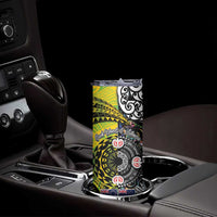 New Zealand and Cook Islands Together Skinny Tumbler Tatau Art Tribal Pattern-Maori Tattoo with Fern and Paua Shell LT03 - Polynesian Pride