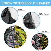 New Zealand and Cook Islands Together Spare Tire Cover Tatau Art Tribal Pattern-Maori Tattoo with Fern and Paua Shell LT03 - Polynesian Pride