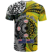New Zealand and Cook Islands Together T Shirt Tatau Art Tribal Pattern-Maori Tattoo with Fern and Paua Shell LT03 - Polynesian Pride