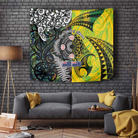 New Zealand and Cook Islands Together Tapestry Tatau Art Tribal Pattern-Maori Tattoo with Fern and Paua Shell LT03 Art - Polynesian Pride