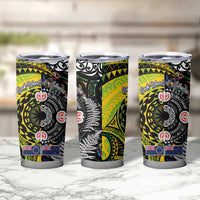 New Zealand and Cook Islands Together Tumbler Cup Tatau Art Tribal Pattern-Maori Tattoo with Fern and Paua Shell LT03 - Polynesian Pride