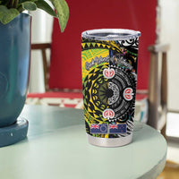 New Zealand and Cook Islands Together Tumbler Cup Tatau Art Tribal Pattern-Maori Tattoo with Fern and Paua Shell LT03 - Polynesian Pride