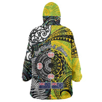 New Zealand and Cook Islands Together Wearable Blanket Hoodie Tatau Art Tribal Pattern-Maori Tattoo with Fern and Paua Shell LT03 - Polynesian Pride