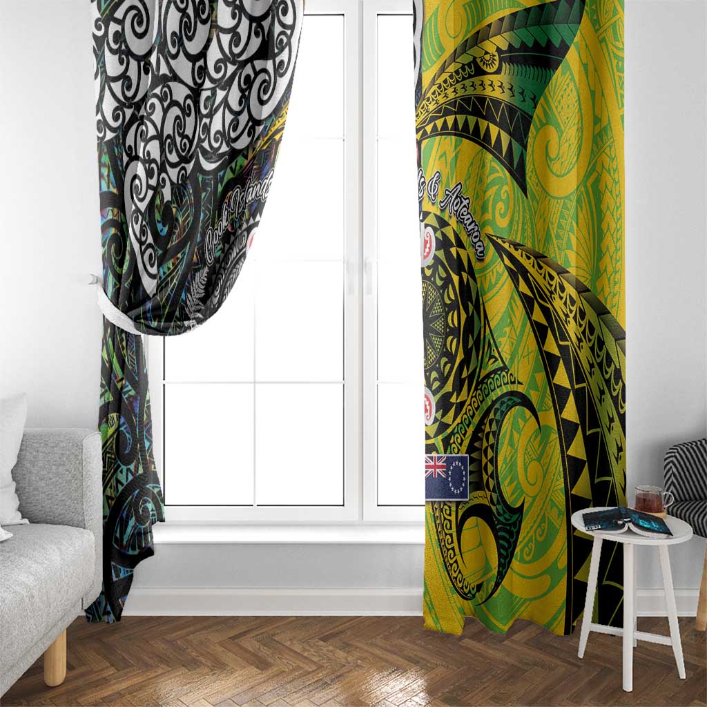 New Zealand and Cook Islands Together Window Curtain Tatau Art Tribal Pattern-Maori Tattoo with Fern and Paua Shell LT03 - Polynesian Pride