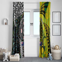 New Zealand and Cook Islands Together Window Curtain Tatau Art Tribal Pattern-Maori Tattoo with Fern and Paua Shell LT03 - Polynesian Pride