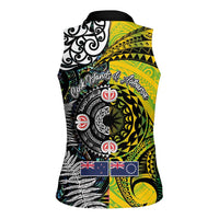 New Zealand and Cook Islands Together Women Sleeveless Polo Shirt Tatau Art Tribal Pattern-Maori Tattoo with Fern and Paua Shell LT03 - Polynesian Pride