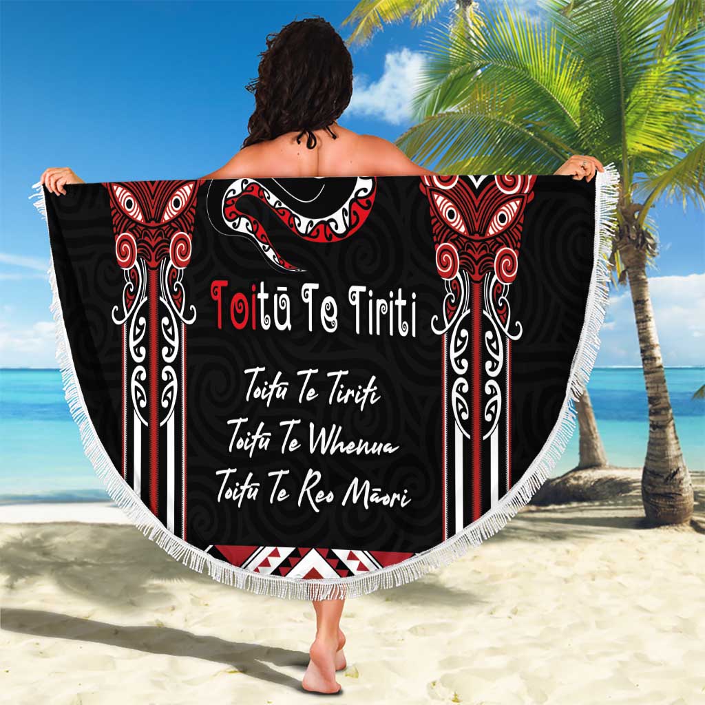 Aotearoa Toitu Te Tiriti-Maori Taniwha Beach Blanket Toitu Te Whenua Toitu Te Reo Maori LT03 - Polynesian Pride