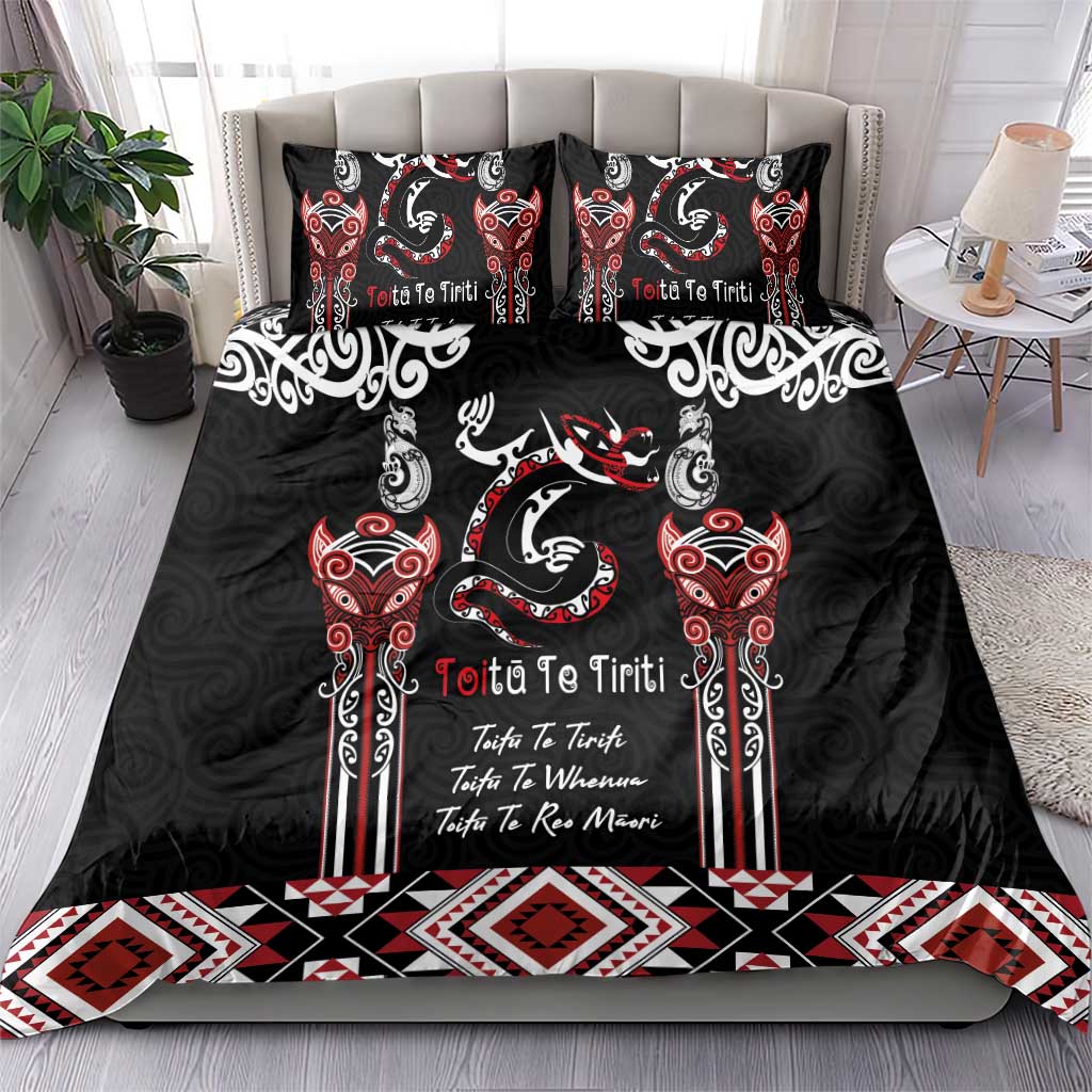 Aotearoa Toitu Te Tiriti-Maori Taniwha Bedding Set Toitu Te Whenua Toitu Te Reo Maori LT03 - Polynesian Pride