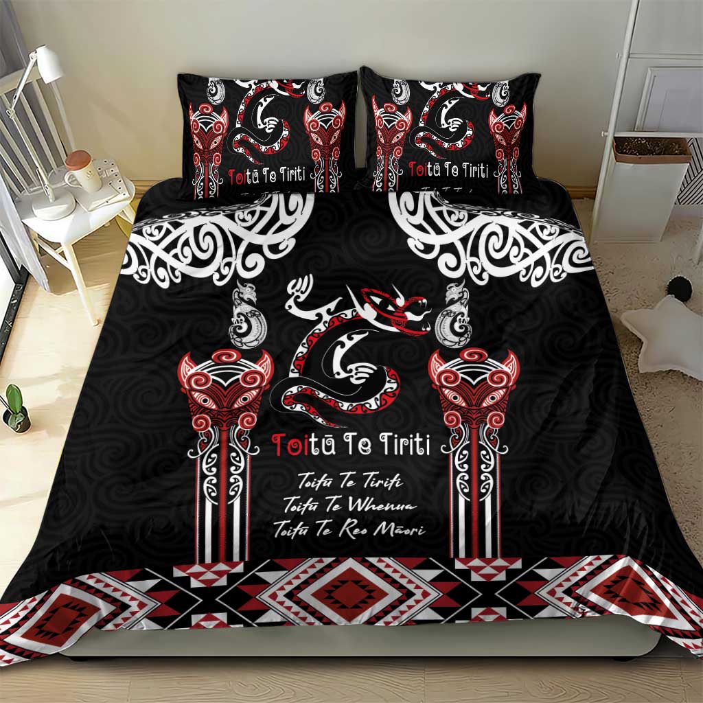 Aotearoa Toitu Te Tiriti-Maori Taniwha Bedding Set Toitu Te Whenua Toitu Te Reo Maori LT03 - Polynesian Pride
