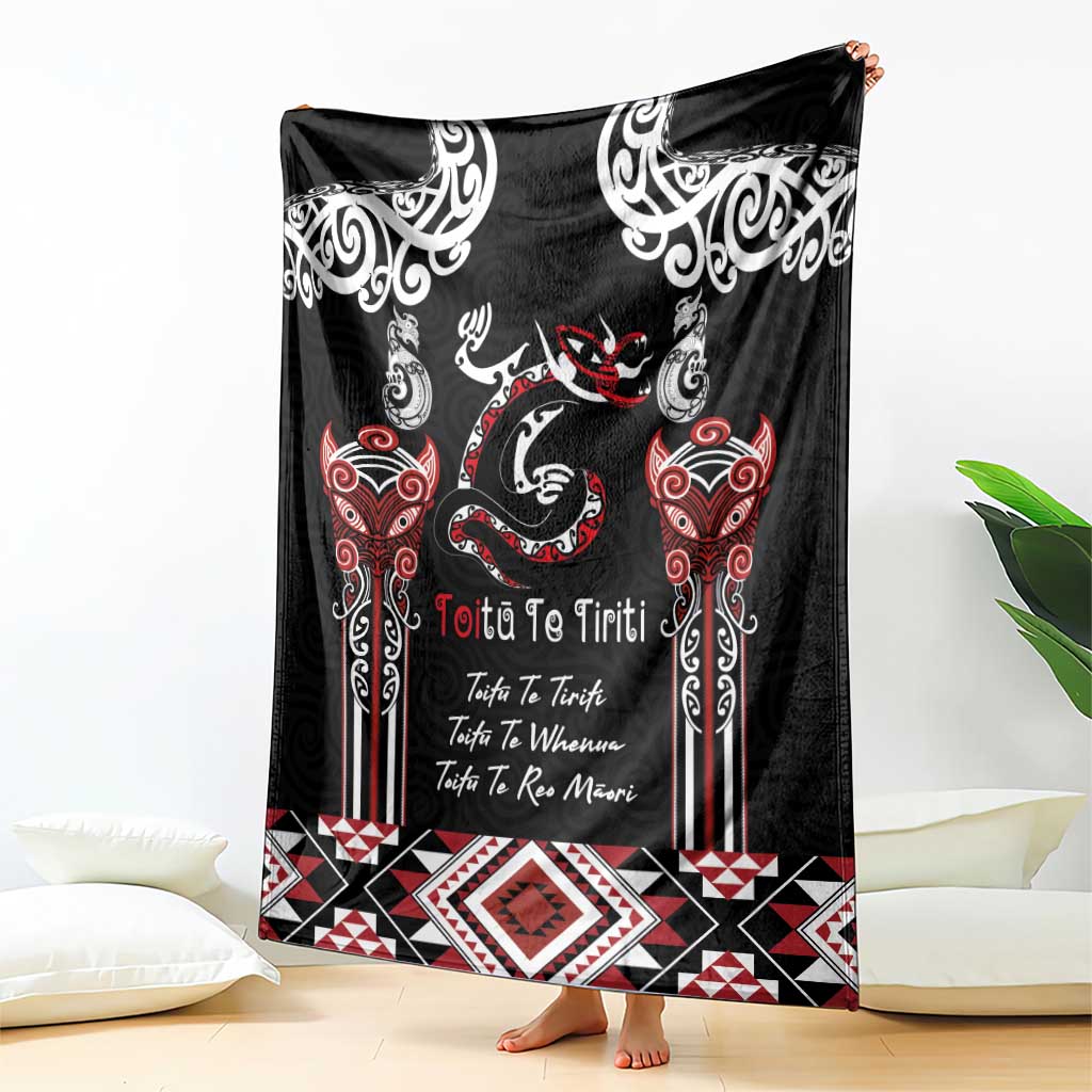Aotearoa Toitu Te Tiriti-Maori Taniwha Blanket Toitu Te Whenua Toitu Te Reo Maori LT03 - Polynesian Pride
