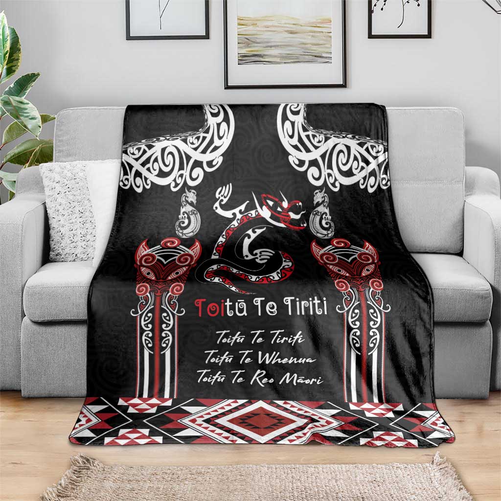 Aotearoa Toitu Te Tiriti-Maori Taniwha Blanket Toitu Te Whenua Toitu Te Reo Maori LT03 - Polynesian Pride