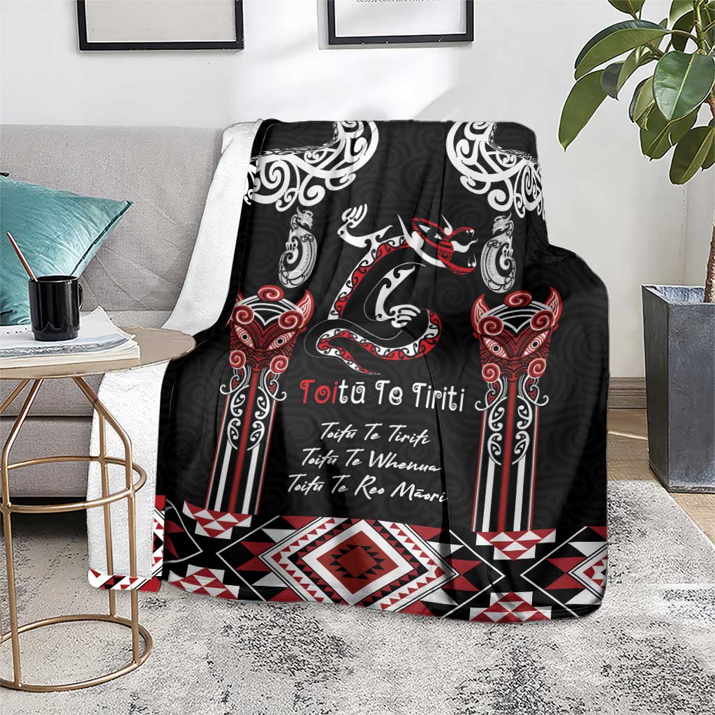 Aotearoa Toitu Te Tiriti-Maori Taniwha Blanket Toitu Te Whenua Toitu Te Reo Maori LT03 - Polynesian Pride