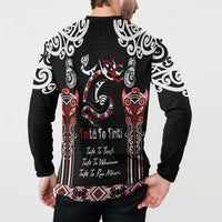 Aotearoa Toitu Te Tiriti-Maori Taniwha Button Sweatshirt Toitu Te Whenua Toitu Te Reo Maori LT03 - Polynesian Pride