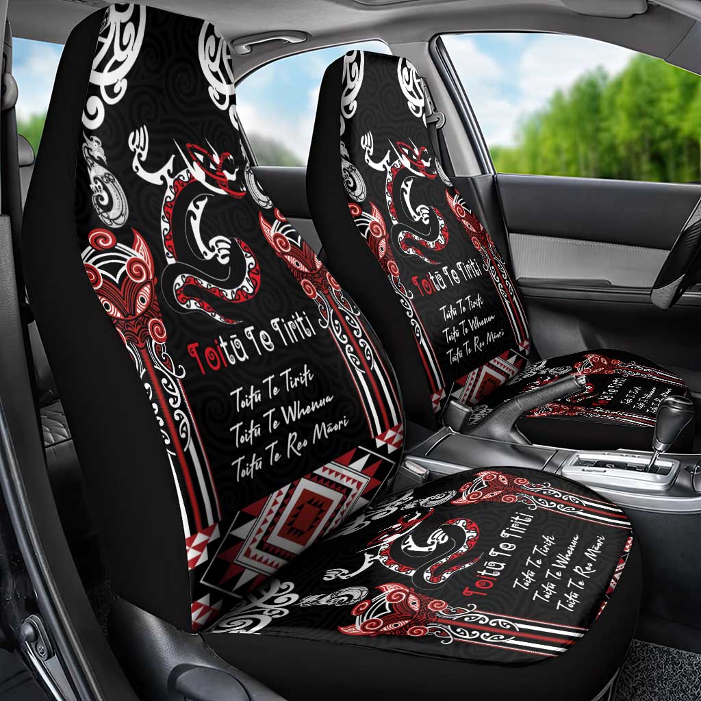 Aotearoa Toitu Te Tiriti-Maori Taniwha Car Seat Cover Toitu Te Whenua Toitu Te Reo Maori LT03 - Polynesian Pride