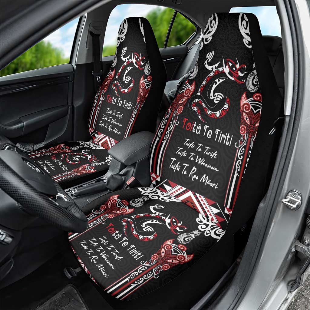 Aotearoa Toitu Te Tiriti-Maori Taniwha Car Seat Cover Toitu Te Whenua Toitu Te Reo Maori LT03 - Polynesian Pride