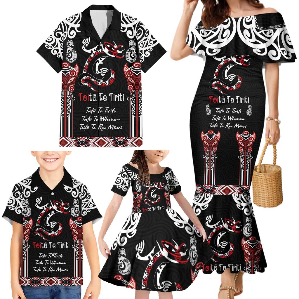 Aotearoa Toitu Te Tiriti-Maori Taniwha Family Matching Mermaid Dress and Hawaiian Shirt Toitu Te Whenua Toitu Te Reo Maori LT03 - Polynesian Pride