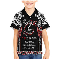 Aotearoa Toitu Te Tiriti-Maori Taniwha Family Matching Mermaid Dress and Hawaiian Shirt Toitu Te Whenua Toitu Te Reo Maori LT03 Son's Shirt Black - Polynesian Pride