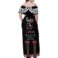 Aotearoa Toitu Te Tiriti-Maori Taniwha Family Matching Off Shoulder Maxi Dress and Hawaiian Shirt Toitu Te Whenua Toitu Te Reo Maori LT03 - Polynesian Pride
