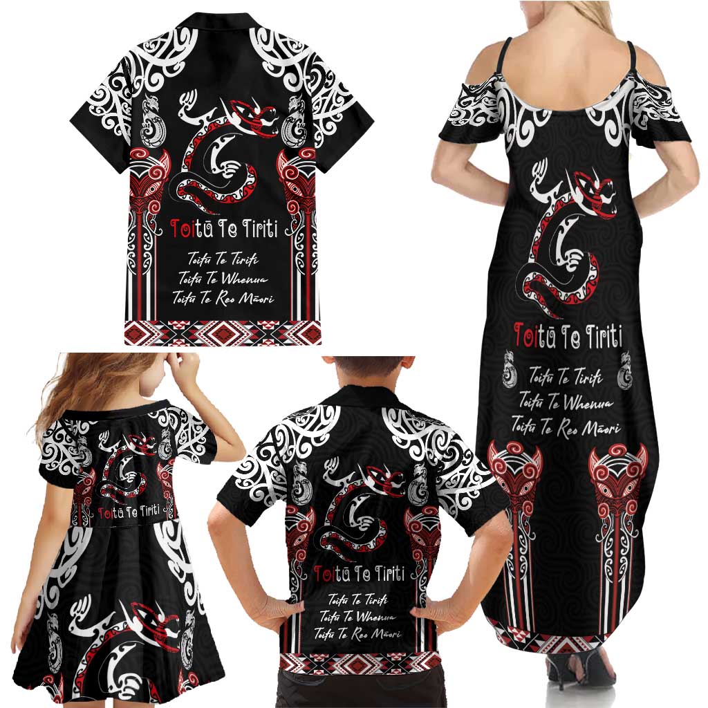 Aotearoa Toitu Te Tiriti-Maori Taniwha Family Matching Summer Maxi Dress and Hawaiian Shirt Toitu Te Whenua Toitu Te Reo Maori LT03 - Polynesian Pride