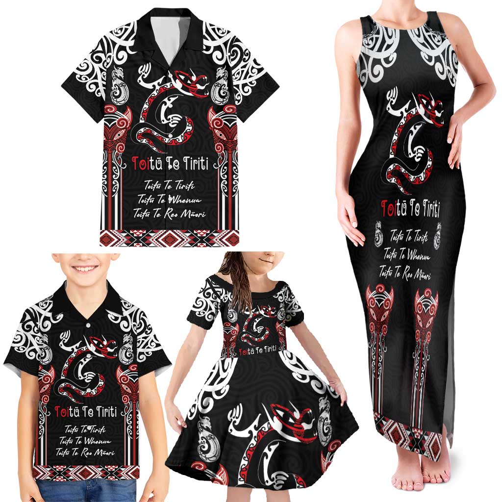 Aotearoa Toitu Te Tiriti-Maori Taniwha Family Matching Tank Maxi Dress and Hawaiian Shirt Toitu Te Whenua Toitu Te Reo Maori LT03 - Polynesian Pride