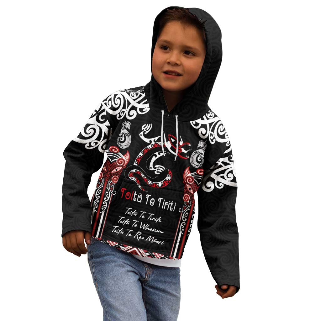 Aotearoa Toitu Te Tiriti-Maori Taniwha Kid Hoodie Toitu Te Whenua Toitu Te Reo Maori LT03 - Polynesian Pride