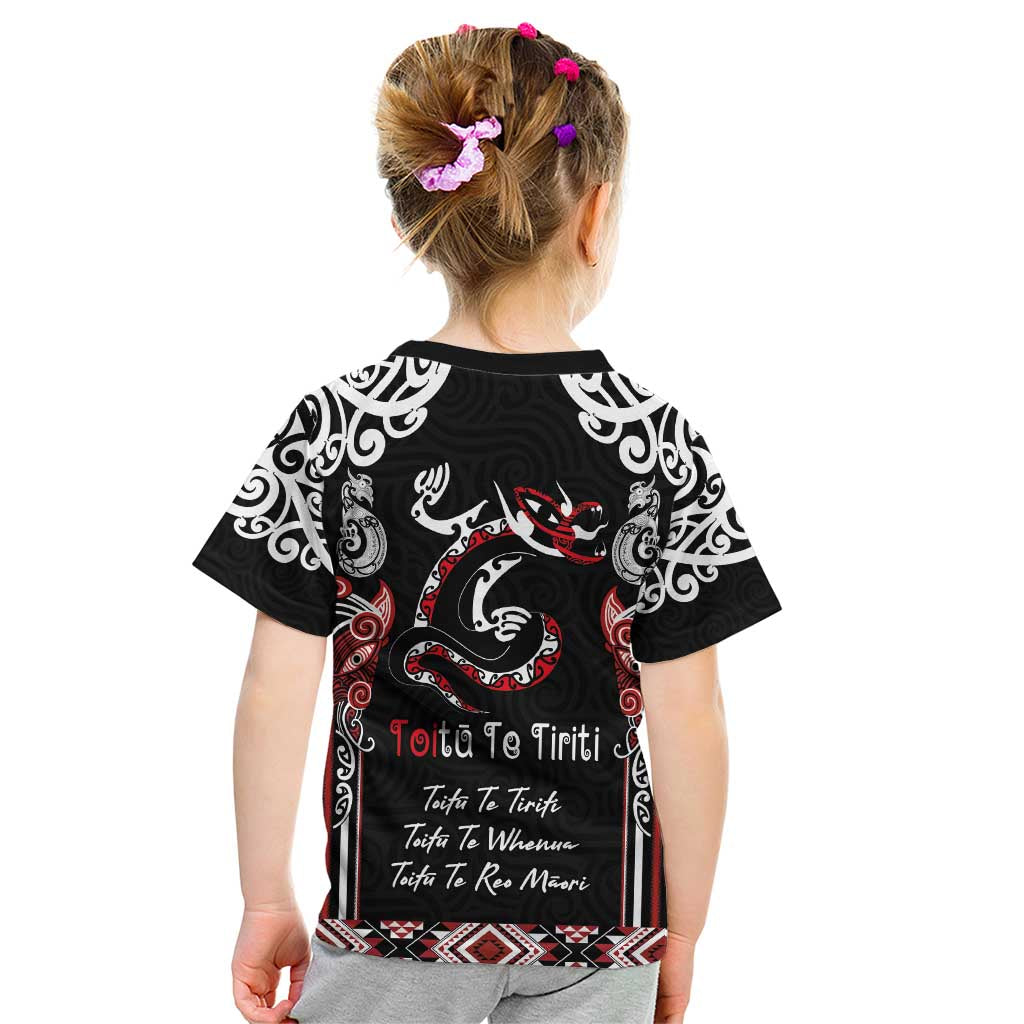 Aotearoa Toitu Te Tiriti-Maori Taniwha Kid T Shirt Toitu Te Whenua Toitu Te Reo Maori LT03 - Polynesian Pride