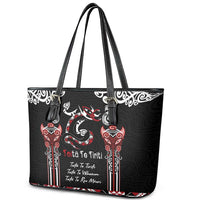 Aotearoa Toitu Te Tiriti-Maori Taniwha Leather Tote Bag Toitu Te Whenua Toitu Te Reo Maori LT03 - Polynesian Pride