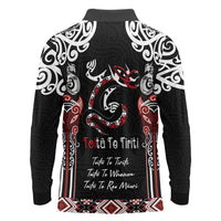 Aotearoa Toitu Te Tiriti-Maori Taniwha Long Sleeve Polo Shirt Toitu Te Whenua Toitu Te Reo Maori LT03 - Polynesian Pride