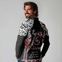 Aotearoa Toitu Te Tiriti-Maori Taniwha Long Sleeve Polo Shirt Toitu Te Whenua Toitu Te Reo Maori LT03 - Polynesian Pride
