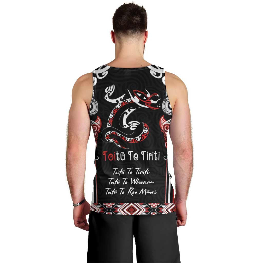 Aotearoa Toitu Te Tiriti-Maori Taniwha Men Tank Top Toitu Te Whenua Toitu Te Reo Maori LT03 - Polynesian Pride