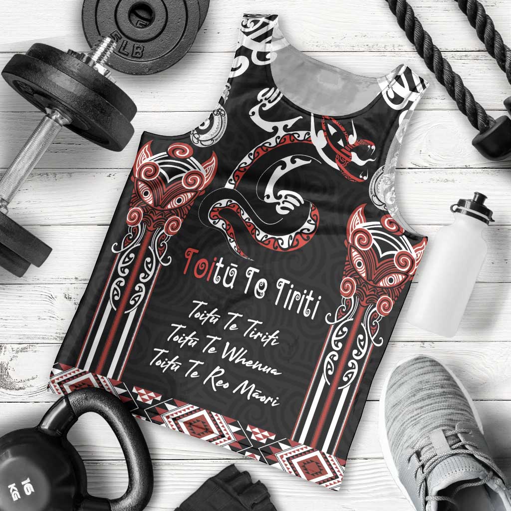 Aotearoa Toitu Te Tiriti-Maori Taniwha Men Tank Top Toitu Te Whenua Toitu Te Reo Maori LT03 - Polynesian Pride