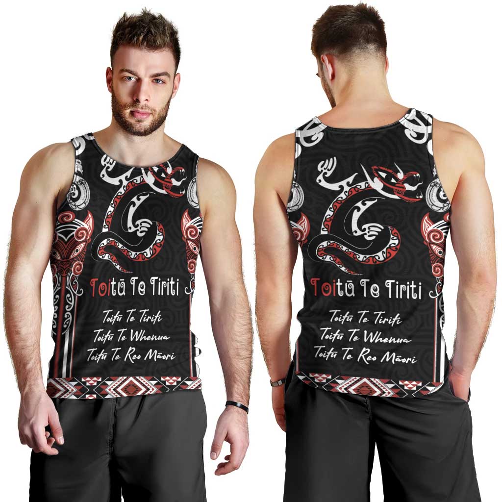 Aotearoa Toitu Te Tiriti-Maori Taniwha Men Tank Top Toitu Te Whenua Toitu Te Reo Maori LT03 - Polynesian Pride