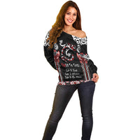 Aotearoa Toitu Te Tiriti-Maori Taniwha Off Shoulder Sweater Toitu Te Whenua Toitu Te Reo Maori LT03 - Polynesian Pride