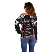 Aotearoa Toitu Te Tiriti-Maori Taniwha Off Shoulder Sweater Toitu Te Whenua Toitu Te Reo Maori LT03 - Polynesian Pride