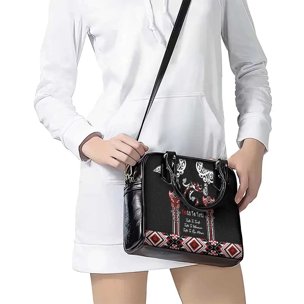 Aotearoa Toitu Te Tiriti-Maori Taniwha Shoulder Handbag Toitu Te Whenua Toitu Te Reo Maori LT03 - Polynesian Pride