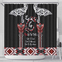 Aotearoa Toitu Te Tiriti-Maori Taniwha Shower Curtain Toitu Te Whenua Toitu Te Reo Maori LT03 - Polynesian Pride