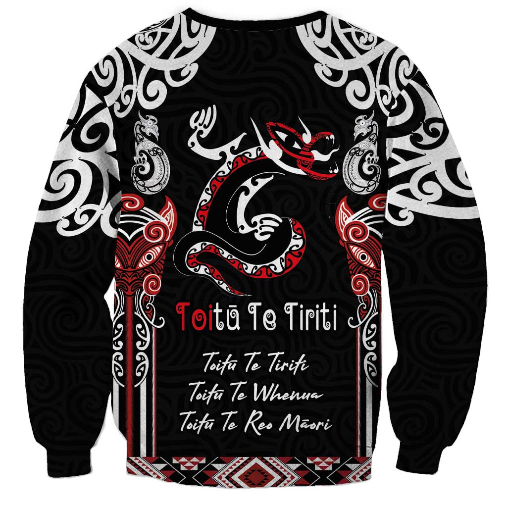 Aotearoa Toitu Te Tiriti-Maori Taniwha Sweatshirt Toitu Te Whenua Toitu Te Reo Maori LT03 - Polynesian Pride