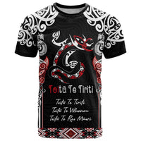 Aotearoa Toitu Te Tiriti-Maori Taniwha T Shirt Toitu Te Whenua Toitu Te Reo Maori LT03 Black - Polynesian Pride