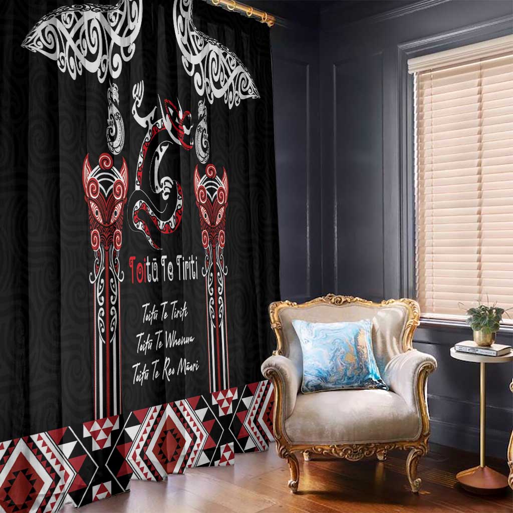 Aotearoa Toitu Te Tiriti-Maori Taniwha Window Curtain Toitu Te Whenua Toitu Te Reo Maori LT03 - Polynesian Pride