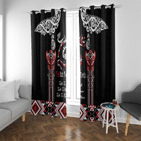 Aotearoa Toitu Te Tiriti-Maori Taniwha Window Curtain Toitu Te Whenua Toitu Te Reo Maori LT03 With Grommets Black - Polynesian Pride