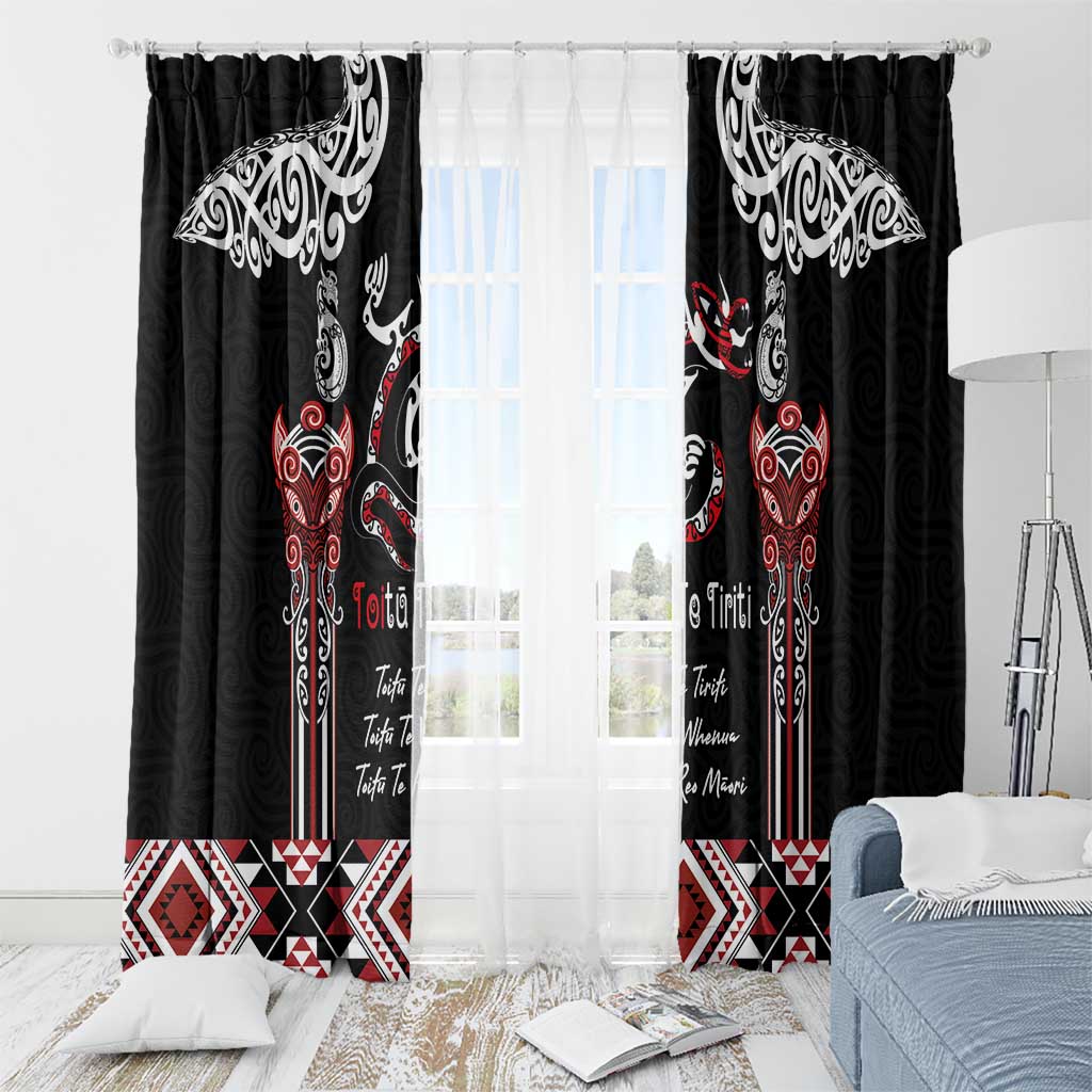 Aotearoa Toitu Te Tiriti-Maori Taniwha Window Curtain Toitu Te Whenua Toitu Te Reo Maori LT03 - Polynesian Pride