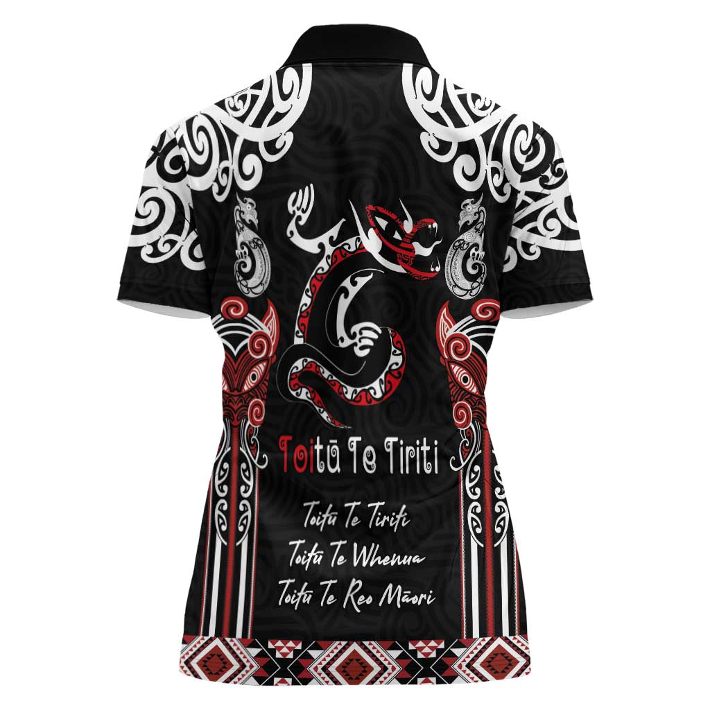 Aotearoa Toitu Te Tiriti-Maori Taniwha Women Polo Shirt Toitu Te Whenua Toitu Te Reo Maori LT03 - Polynesian Pride