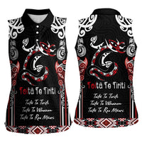 Aotearoa Toitu Te Tiriti-Maori Taniwha Women Sleeveless Polo Shirt Toitu Te Whenua Toitu Te Reo Maori LT03 - Polynesian Pride