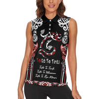 Aotearoa Toitu Te Tiriti-Maori Taniwha Women Sleeveless Polo Shirt Toitu Te Whenua Toitu Te Reo Maori LT03 - Polynesian Pride