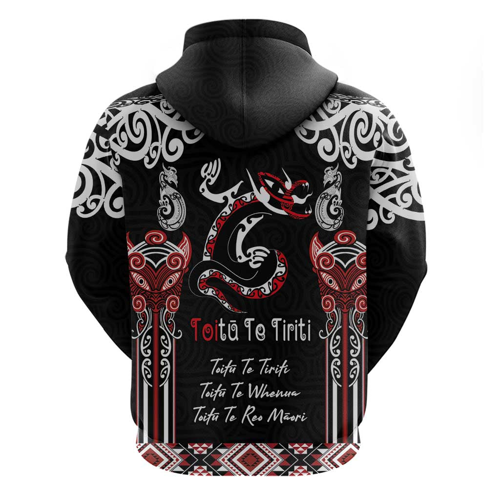 Aotearoa Toitu Te Tiriti-Maori Taniwha Zip Hoodie Toitu Te Whenua Toitu Te Reo Maori LT03 - Polynesian Pride