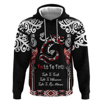 Aotearoa Toitu Te Tiriti-Maori Taniwha Zip Hoodie Toitu Te Whenua Toitu Te Reo Maori LT03 Pullover Hoodie Black - Polynesian Pride