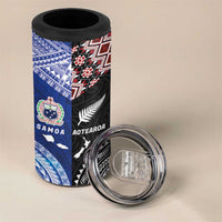 Personalised Aotearoa and Samoa Together 4 in 1 Can Cooler Tumbler Tatau Art Tattoos-Taniko and Tukutuku with Maori Pattern LT03 - Polynesian Pride